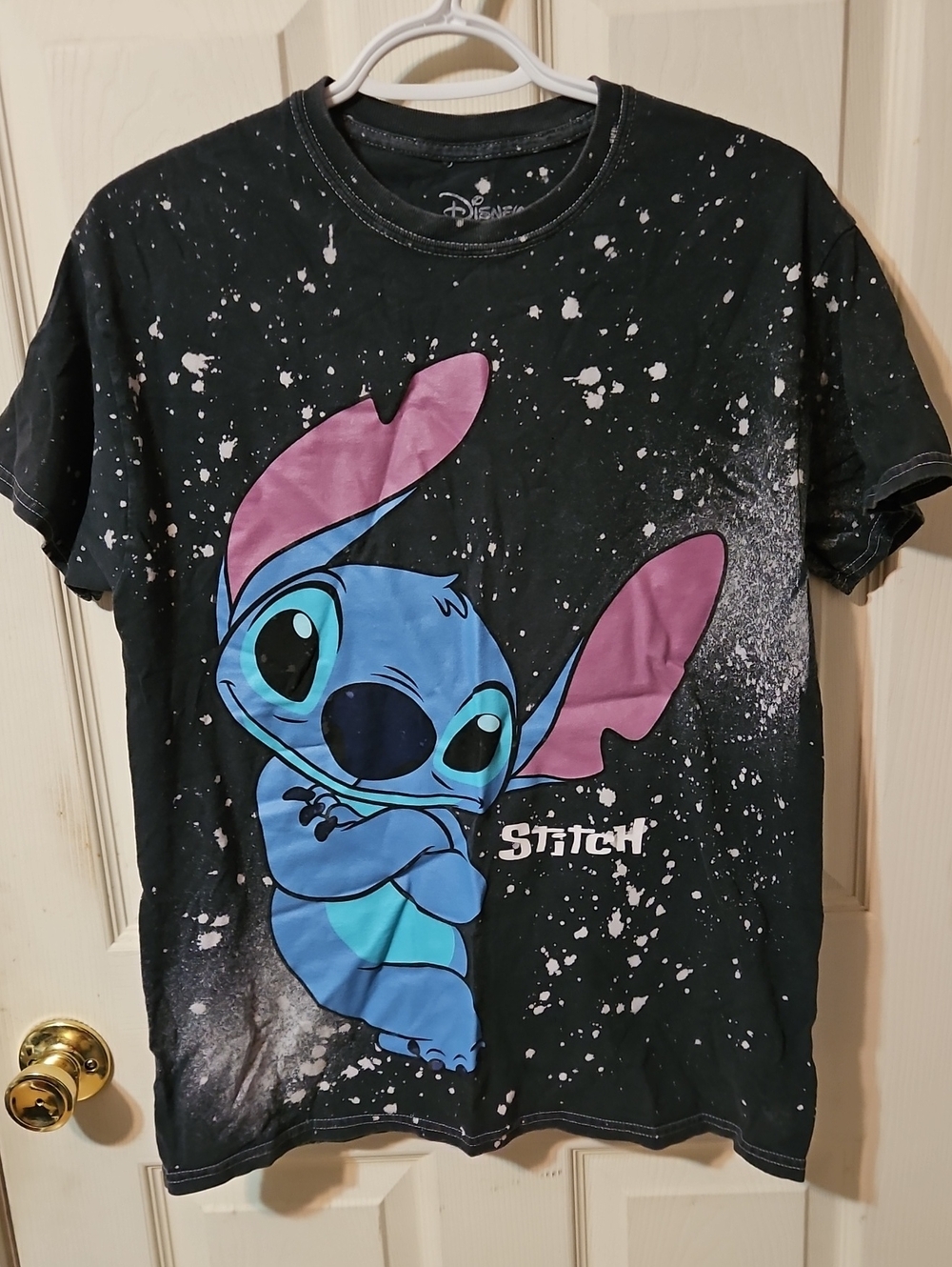 Disney Black Short Sleeve Tee with Stitch Graphic